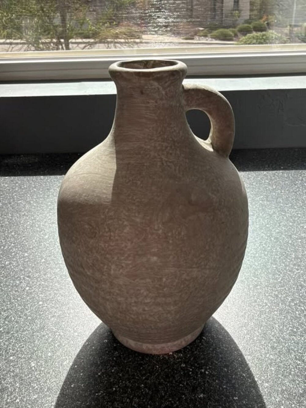 Small Rustic Pottery Jug Vase – Neutral Farmhouse / Cottage Decor